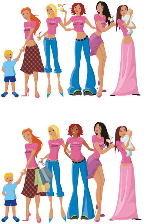 Profesional cartoon illustration for a mom's group website.
